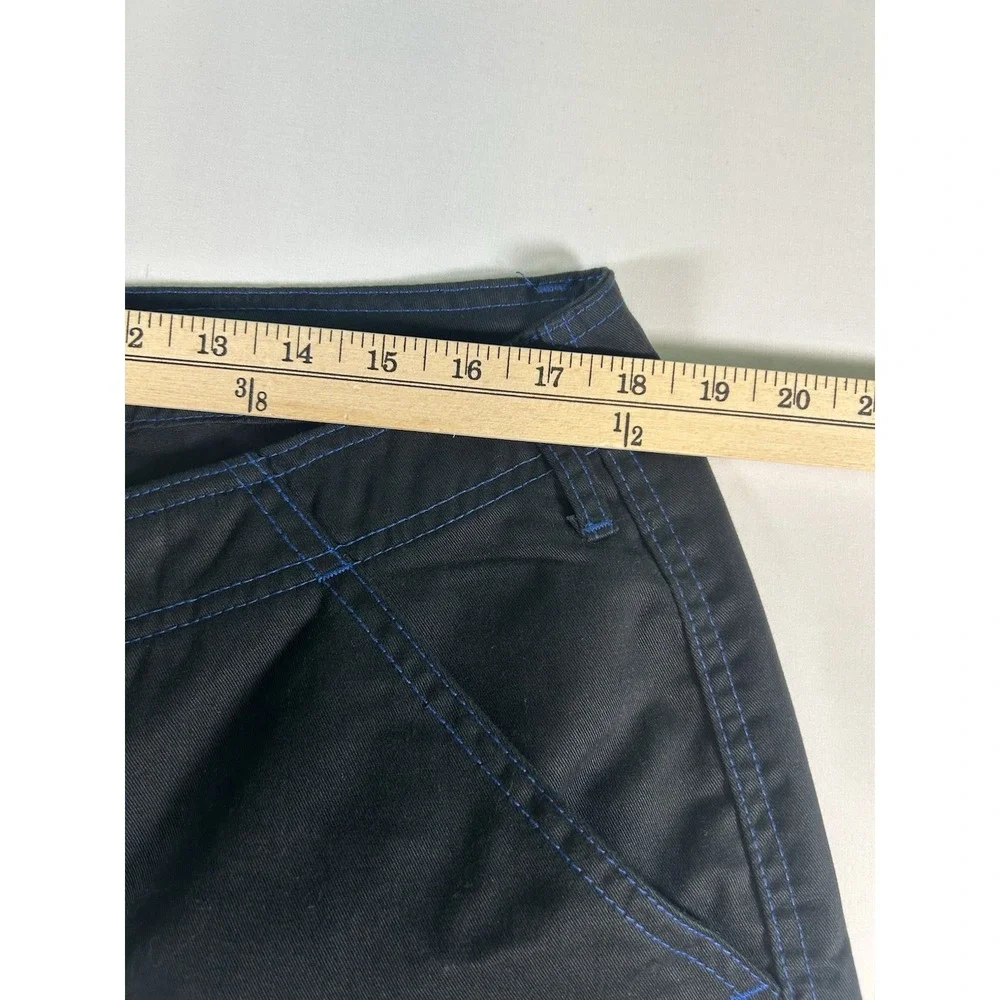 True Religion Men Baggy Cargo Pants 36 Black Blue Bold Stitch Utility Urban NWT